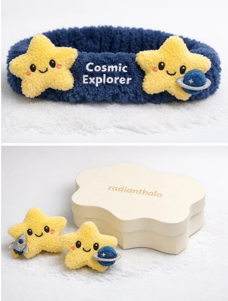 Removable Moon and Star Plush Baby Headband for Photos