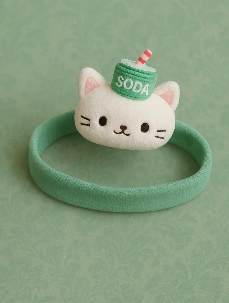 Soda Cat-Themed Baby Headband