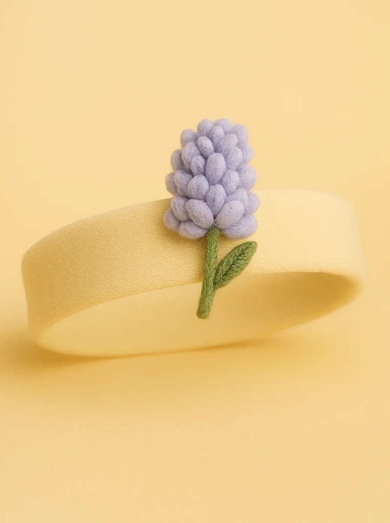 Fairy Blossom Baby Headband – Soft Felt Lily Flower, Yellow Band (Square Neck Design)