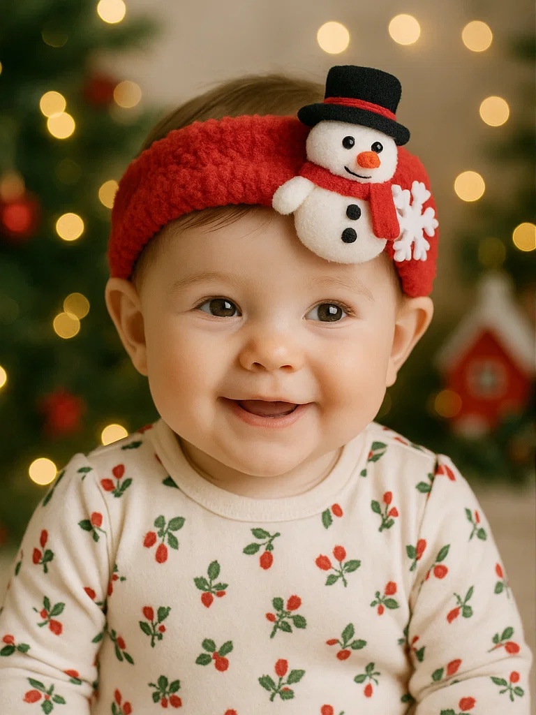 Bandeau de Noël pour bébé avec bonhomme de neige et étoile