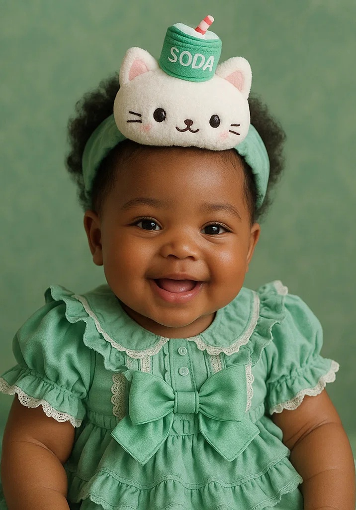 Soda Cat-Themed Baby Headband