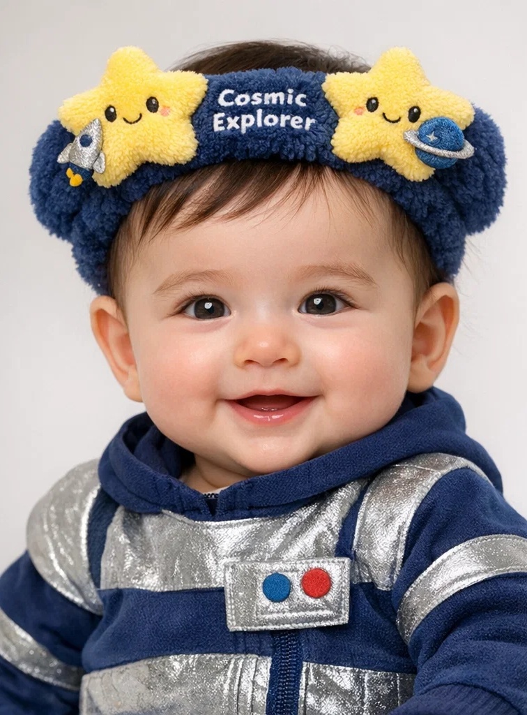 Removable Moon and Star Plush Baby Headband for Photos