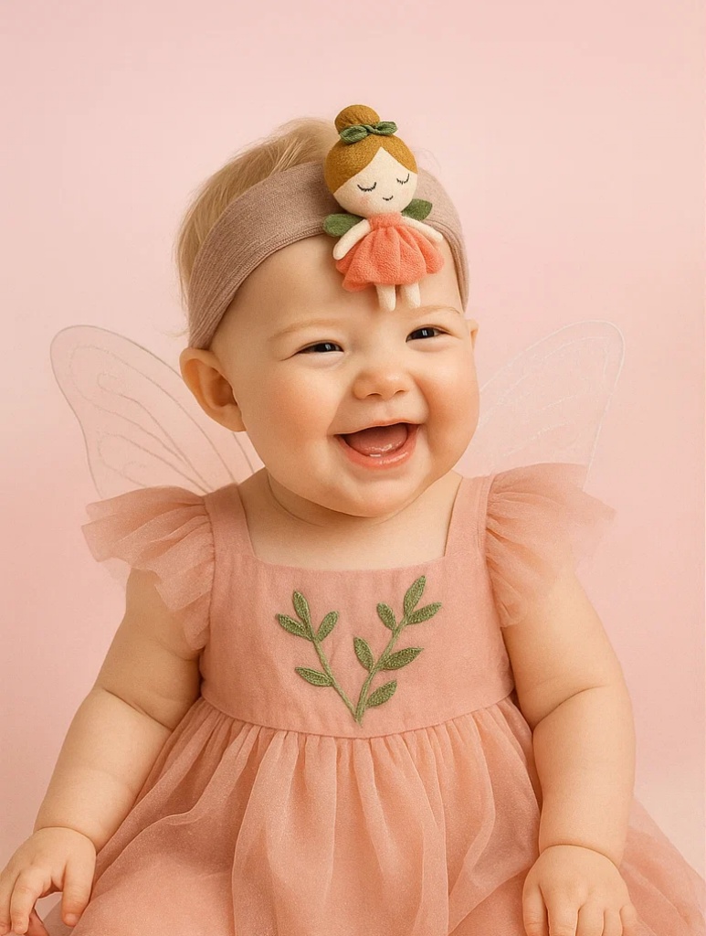 Infant Fairy Doll Headband with Winged Design for Baby Studio Photography