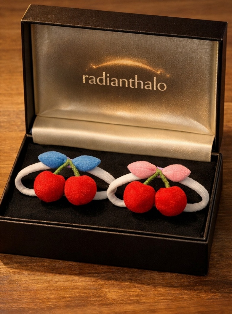 Cherry Plush Baby Headband with Removable Embellishments – Cute and Comfortable for Photoshoots