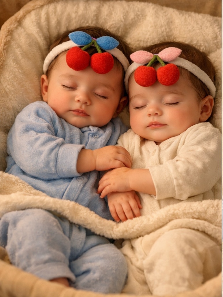 Cherry Plush Baby Headband with Removable Embellishments – Cute and Comfortable for Photoshoots