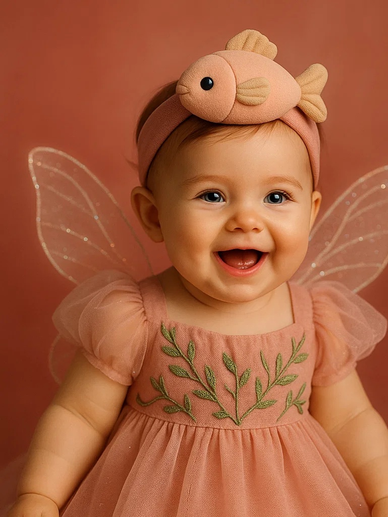 Faixa de cabelo para bebê com design fofo de peixe para fotos