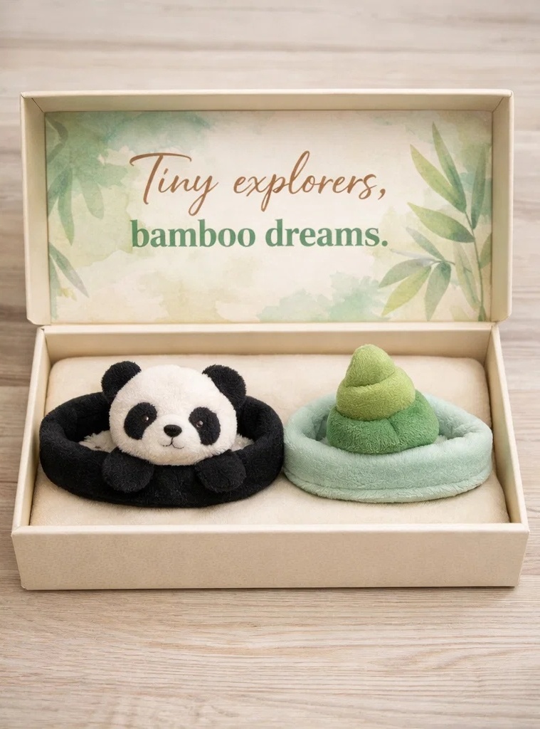 OEM Rainbow Theme Panda & Bamboo Plush Baby Headband Gift Set for Boutique Infant Collections