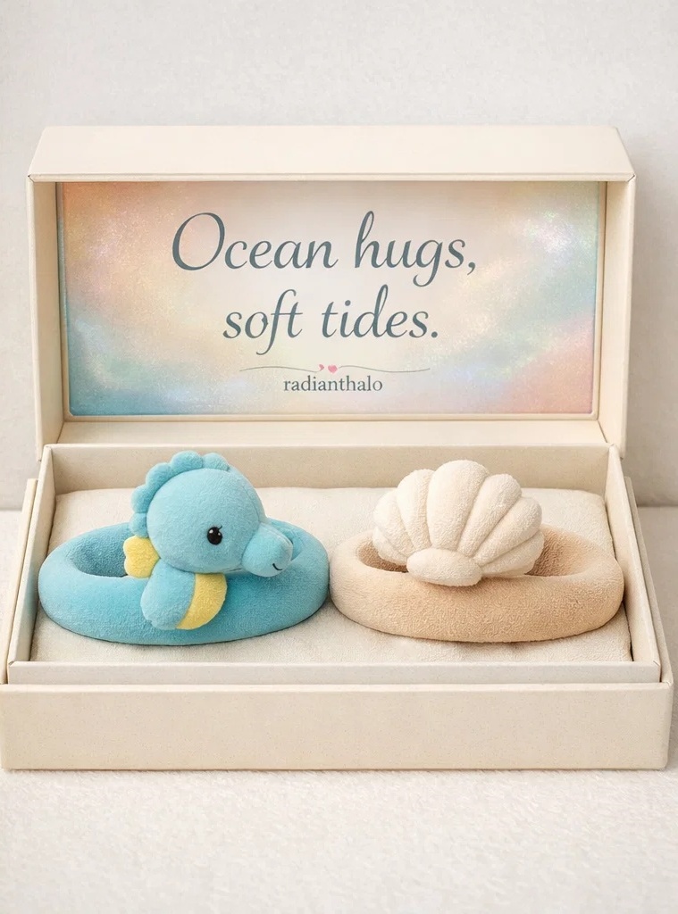 Wholesale Ocean Hugs Seahorse & Shell Removable Plush Baby Headband Gift Set for Boutique Collections