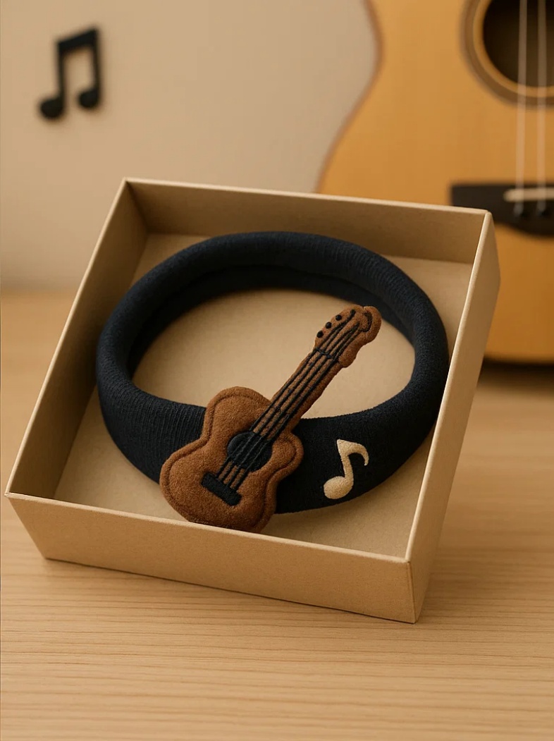 Baby-Stirnband mit Gitarrenmotiv – Weich, niedlich und rockig