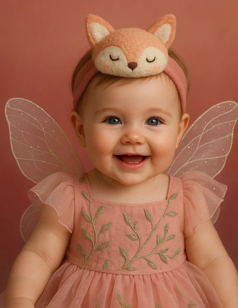 Fox Ears Headband Baby Dress with Angel Wings - Fun and Playful Design for Toddlers