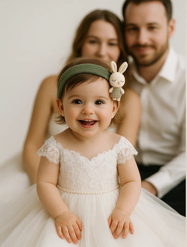B2B Handmade Sleeping Bunny Baby Headband – Soft Animal Hair Accessory
