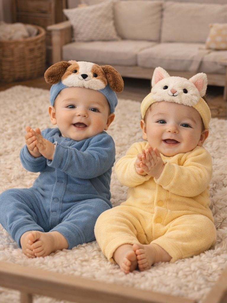 Cute Kitty Plush Baby Headband – Soft Elastic Infant Daily Wear Hair Accessory