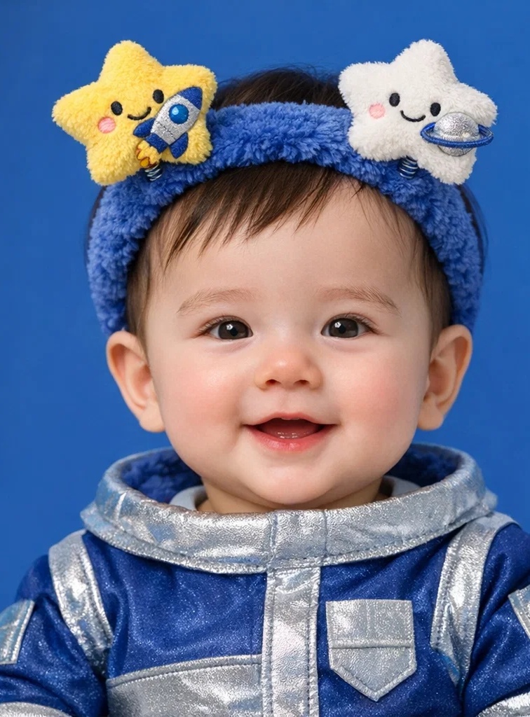 Removable Moon and Star Plush Baby Headband for Photos
