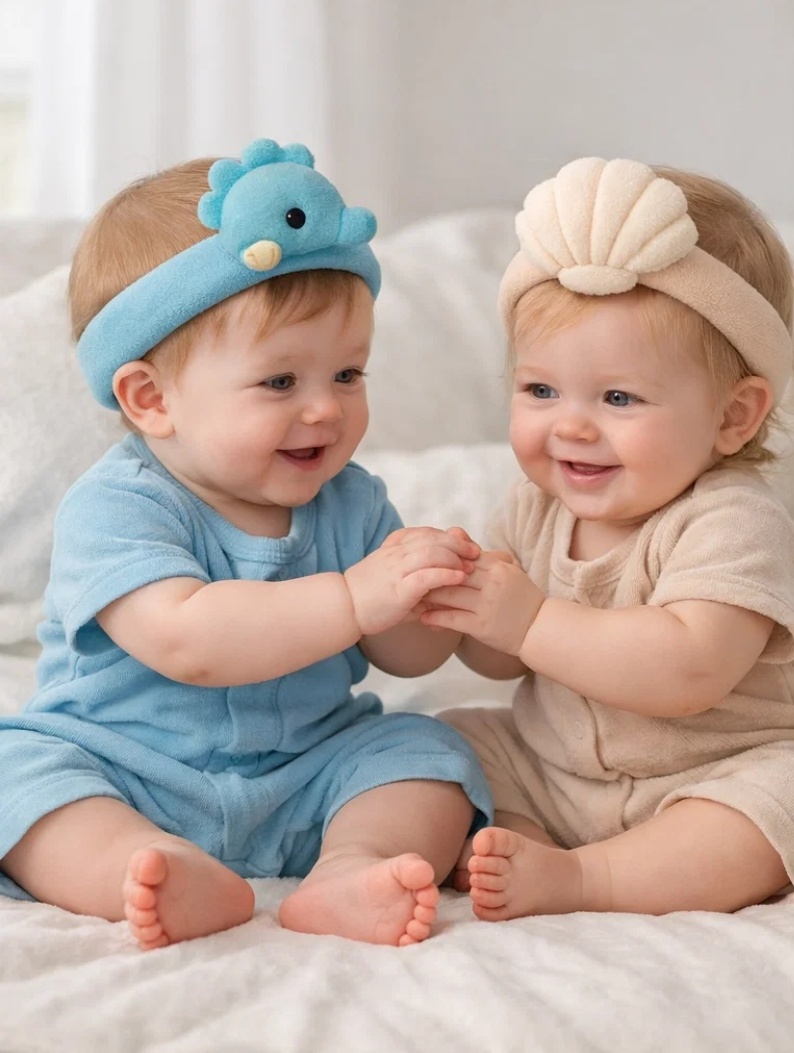 Wholesale Ocean Hugs Baby Seahorse & Shell Removable Plush Headband Gift Set for Boutique Infant Collections