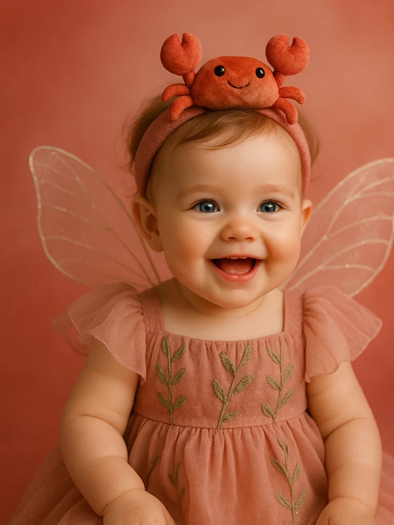 Bandeau pour bébé avec un adorable design de crabe pour les photos