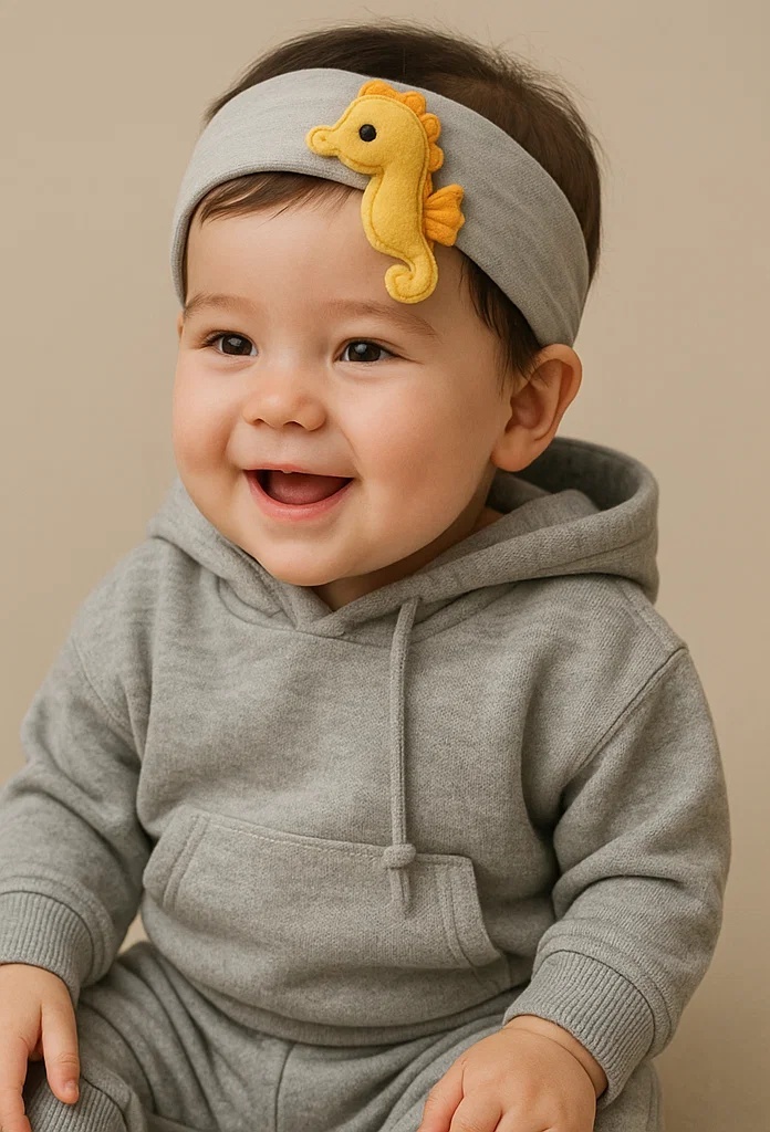 Bandeau bébé avec jouet requin, parfait pour les photos