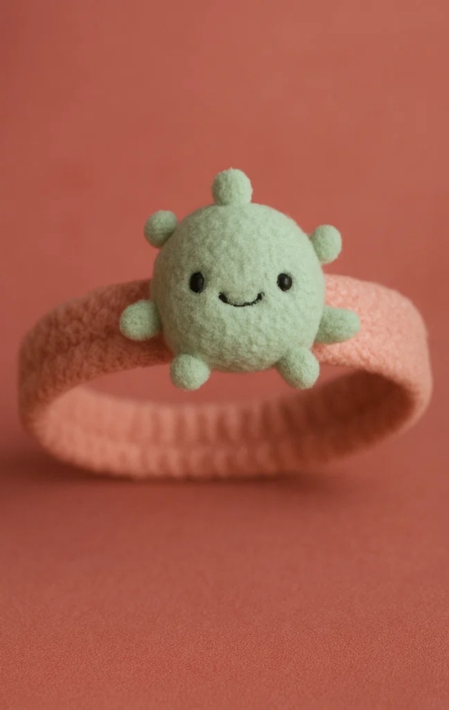 Adorable Cartoon Baby Headband with Cute Green Microbe Decoration
