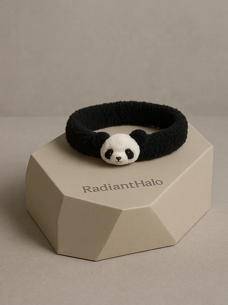 Dětská čelenka s pandou, měkký fleece, roztomilý design
