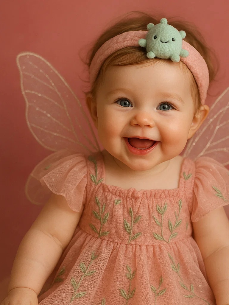 Adorable Cartoon Baby Headband with Cute Green Microbe Decoration