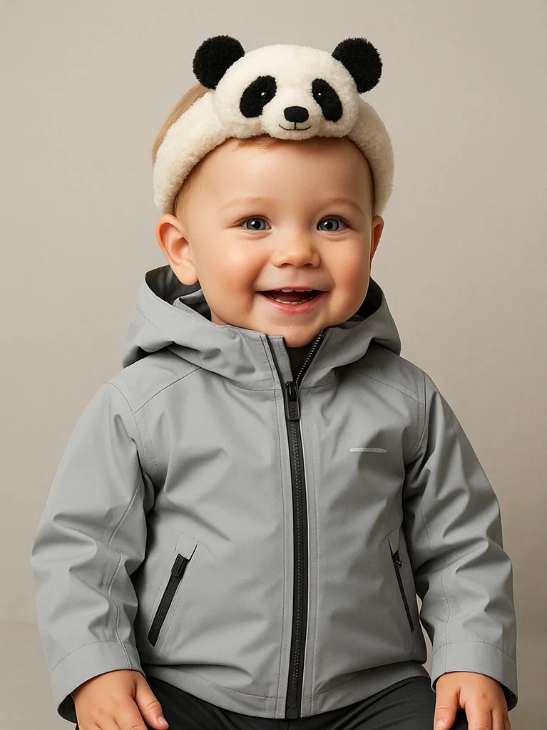 Faixa de Cabelo Panda para Bebê, Fleece Macio, Design Adorável