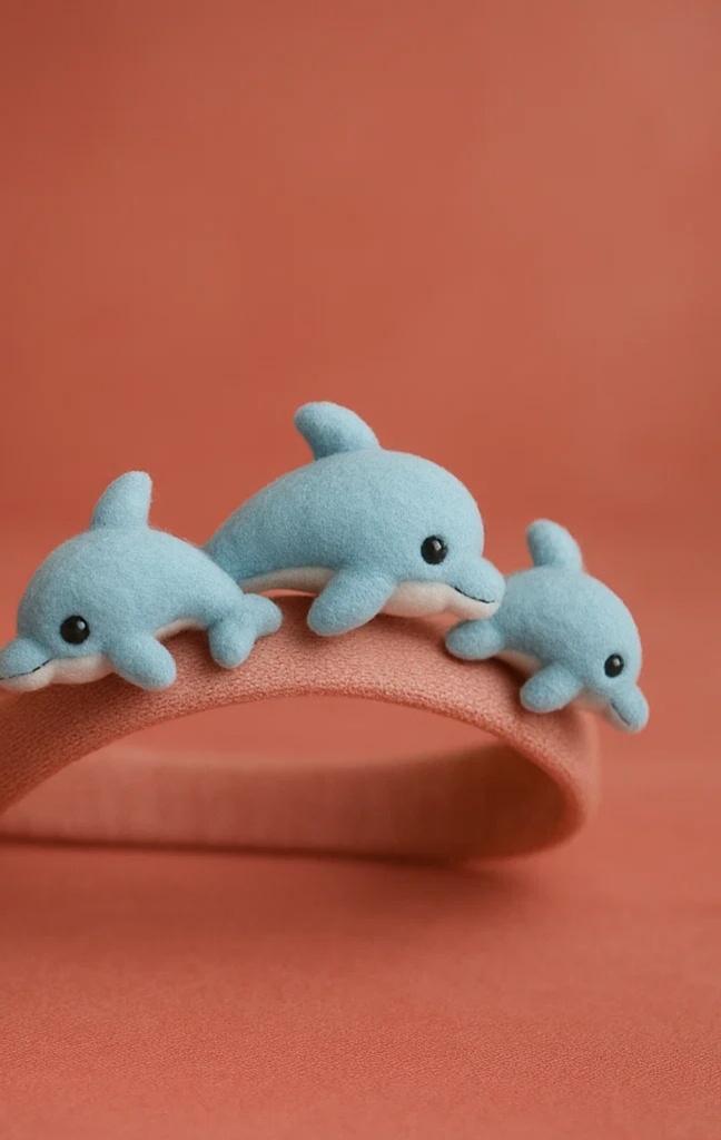 Charming Dolphin Baby Headband with Three Dolphins