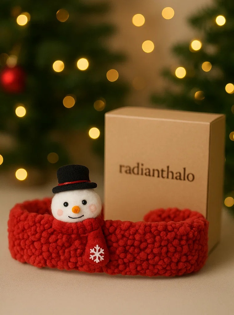 Bandeau de Noël pour bébé avec bonhomme de neige – Accessoire doux et mignon pour séances photo