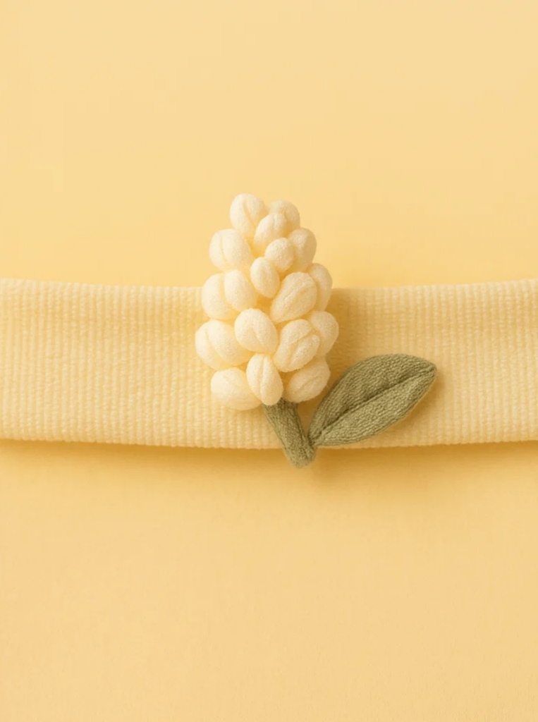 Fairy Baby Headband – Creamy White Berry Accent, Soft Yellow Band