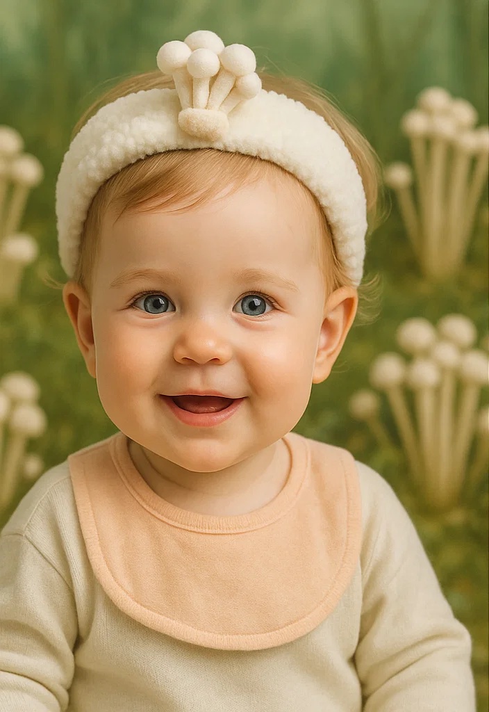 Plush Baby Headband with Minimalist Cluster Mushroom Design for Boutique Retail