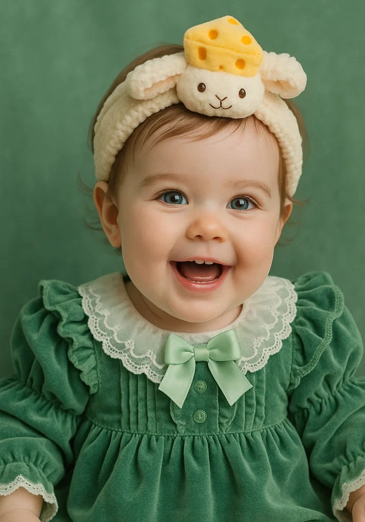 Cheese Sheep-Themed Baby Headband