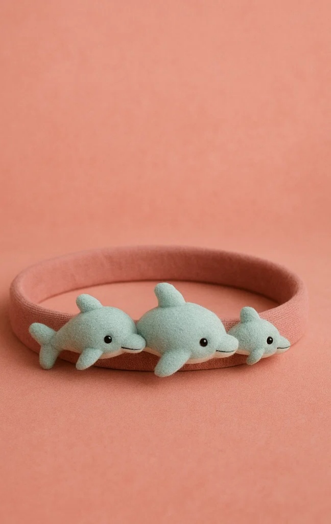 Cute Dolphin Baby Headband with Soft Blue Dolphins