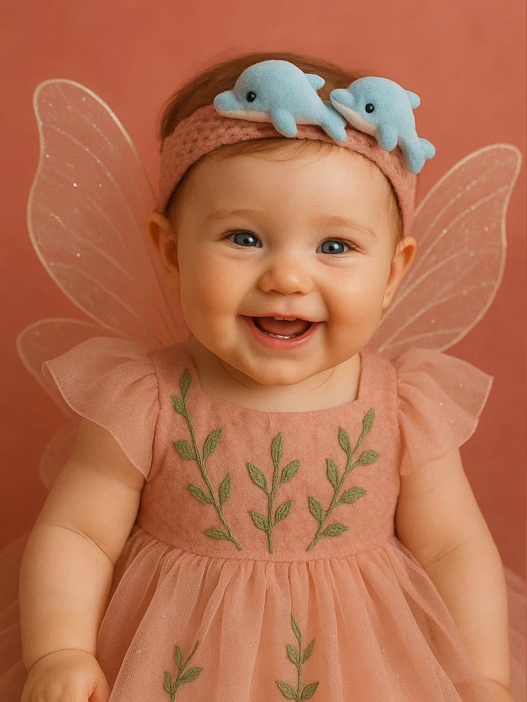Playful Dolphin Baby Headband with Soft Colors