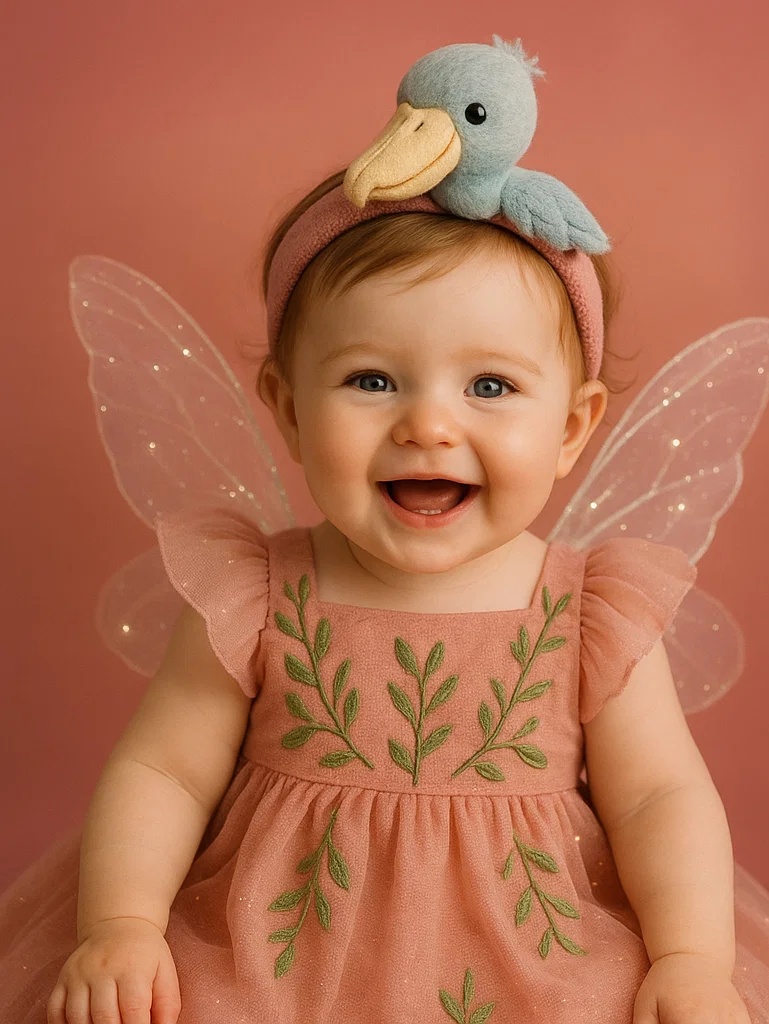 Charming Pelican Baby Headband with Adorable Beak and Soft Feathers