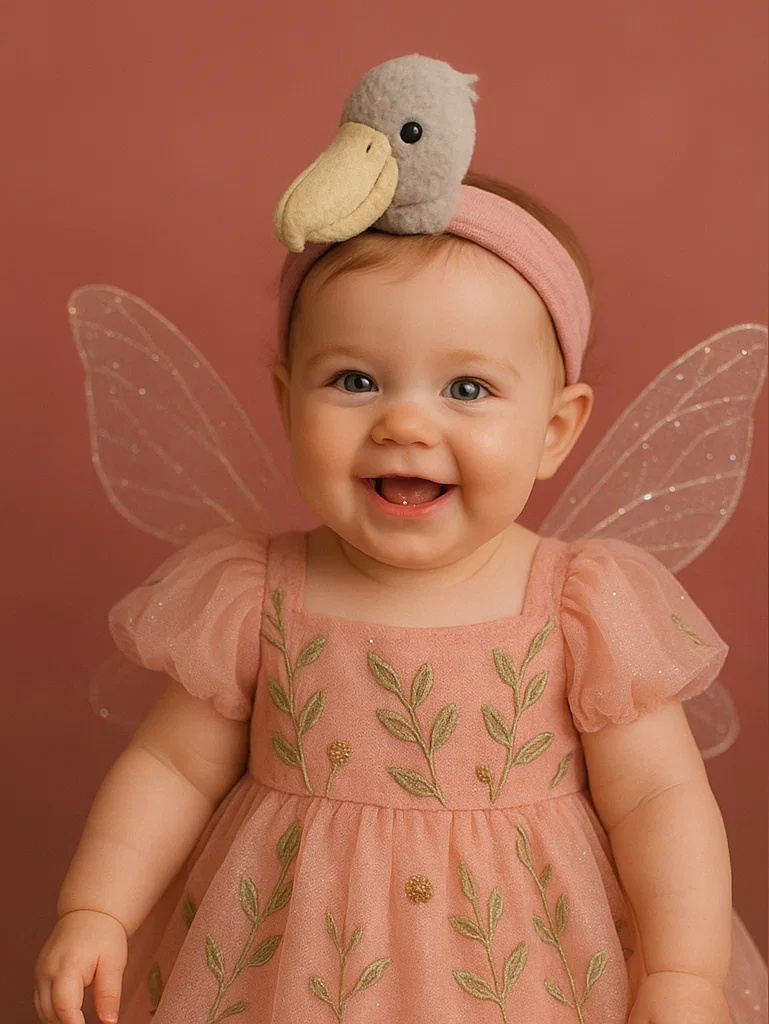 Adorable Bird Baby Headband with Soft Feathered Details