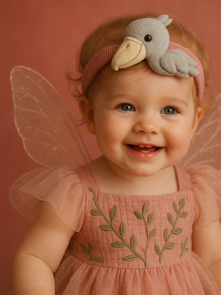 Charming Bird Baby Headband with Cute Beak and Soft Feathers