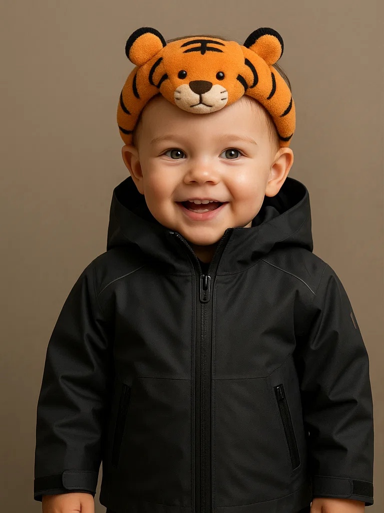 Bandeau bébé avec motif tigre en noir