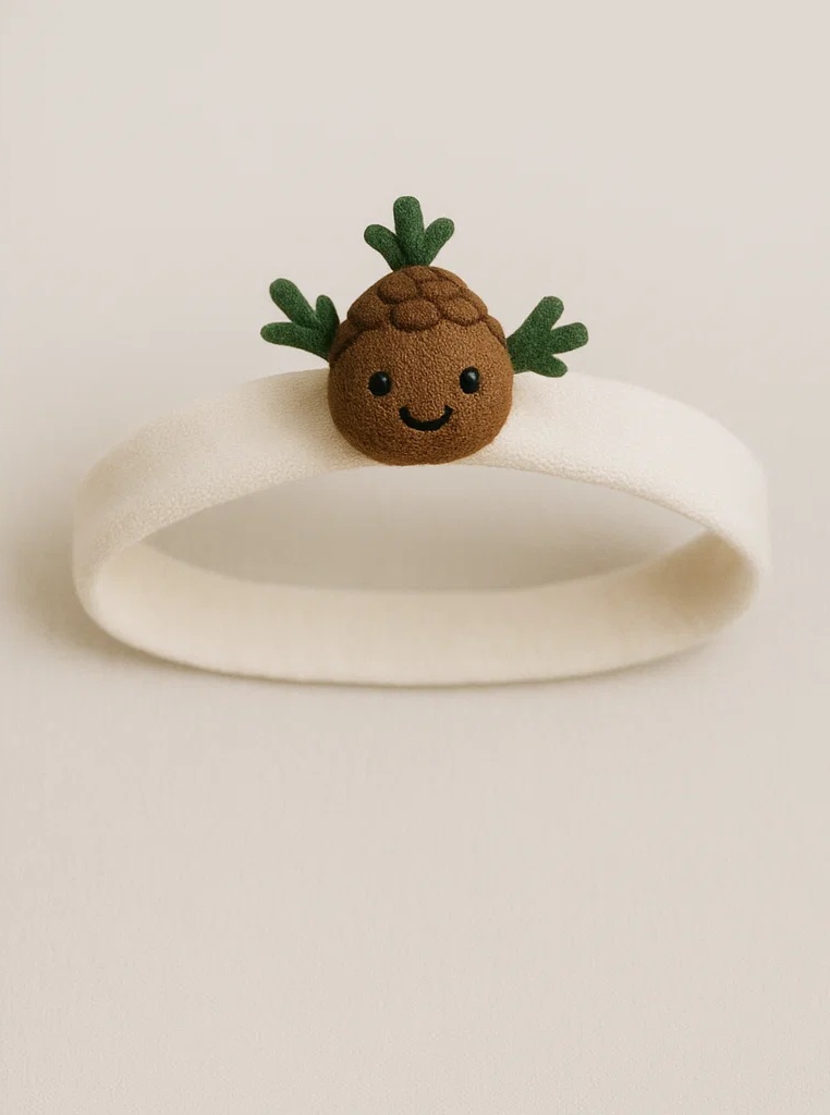 B2B Smiling Pinecone Baby Headband – Soft Woodland Hair Accessory