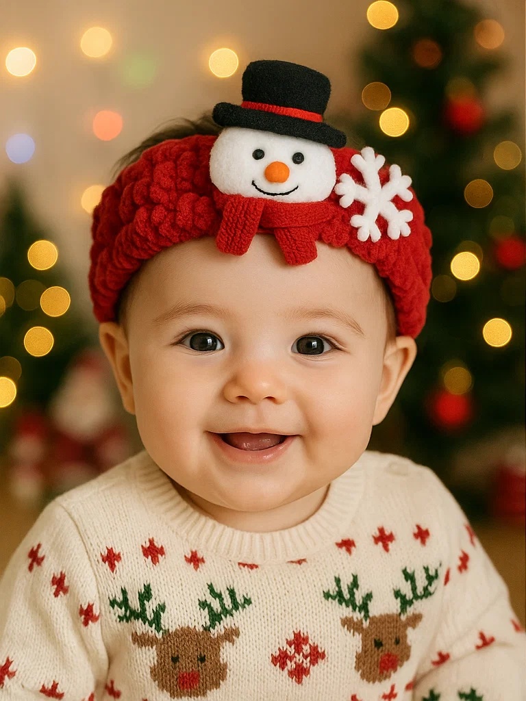 Süßes Weihnachts-Stirnband für Babys mit Schneemann und Stern
