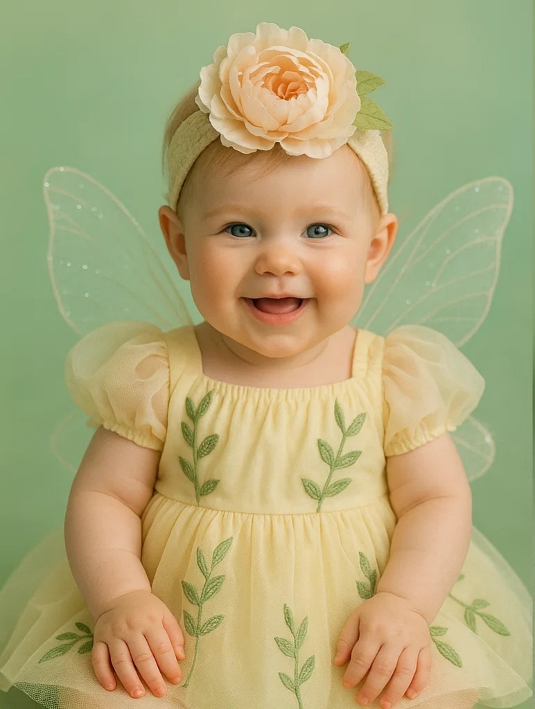 Fairy Baby Headband – Large Peach Blossom, Soft Stretch Band