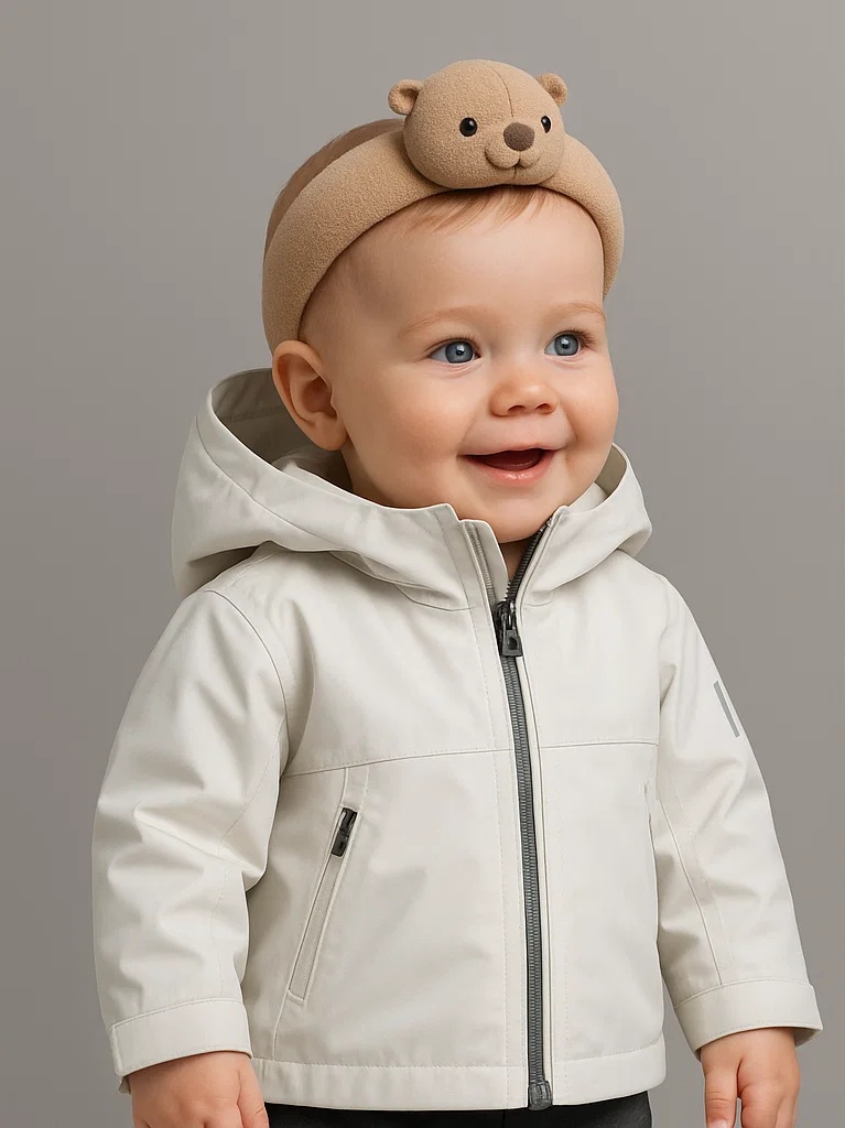 Light Beige Bear Baby Headband – Soft and Snuggly Feel