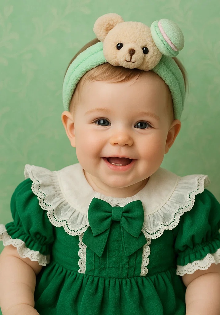 Macaron Bear-Themed Baby Headband