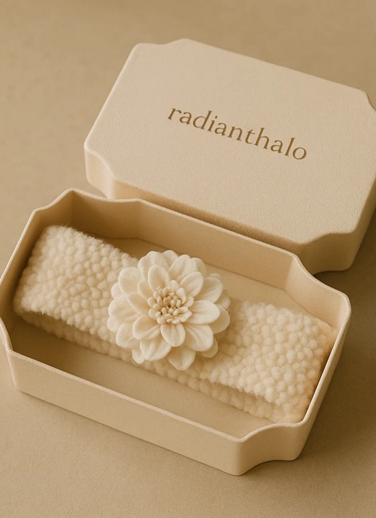 Charming Baby Headband with White Lotus Flower for Professional Photos