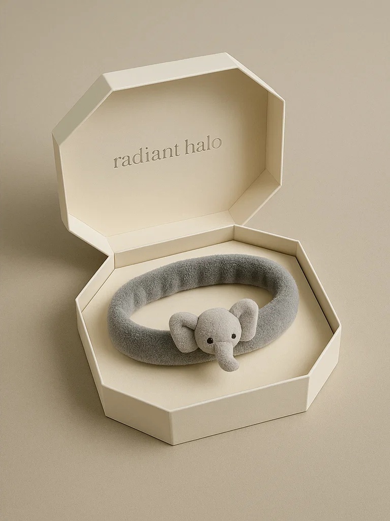 Diadema de bebé con motivo de elefante en gris oscuro
