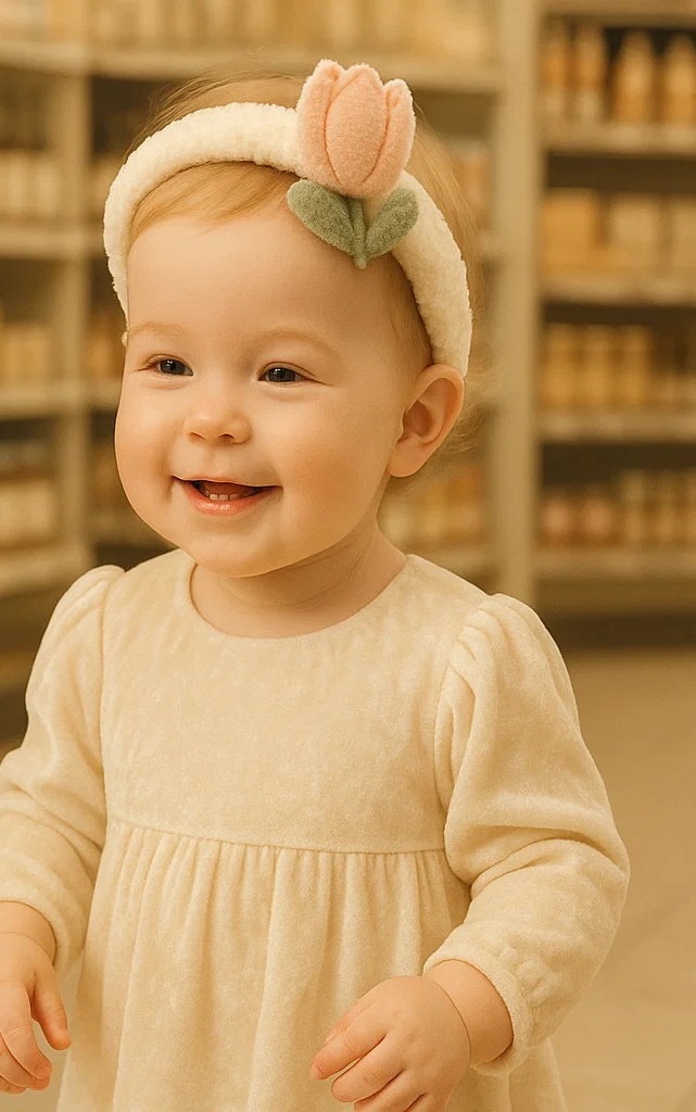 Abnehmbare rosa Tulpen-Babyhaarband, ideal für Fotos und den täglichen Gebrauch