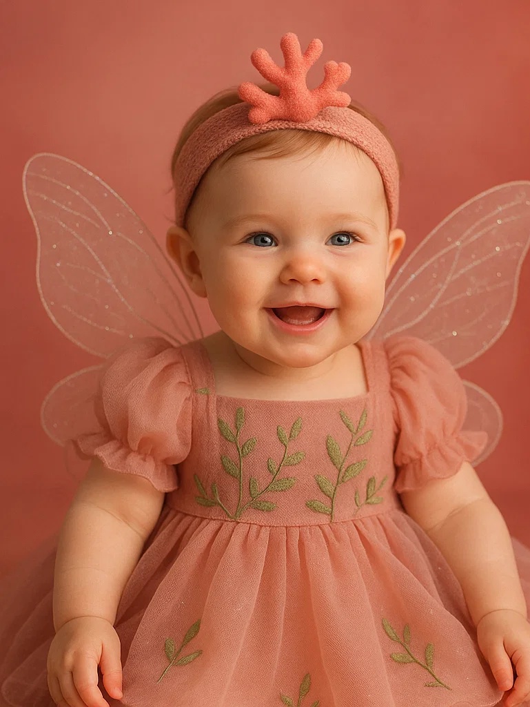 Playful Coral Baby Headband with Fun Details