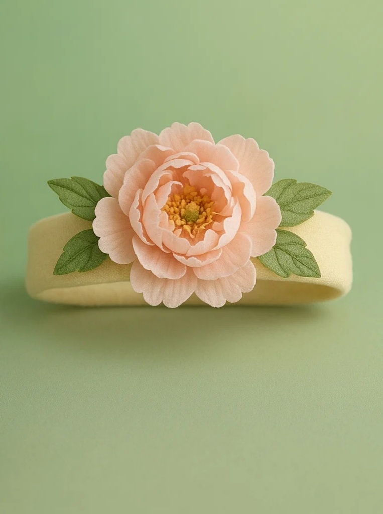 Fairy Princess Headband – Big Blush Rose Flower, Gentle Elastic Band