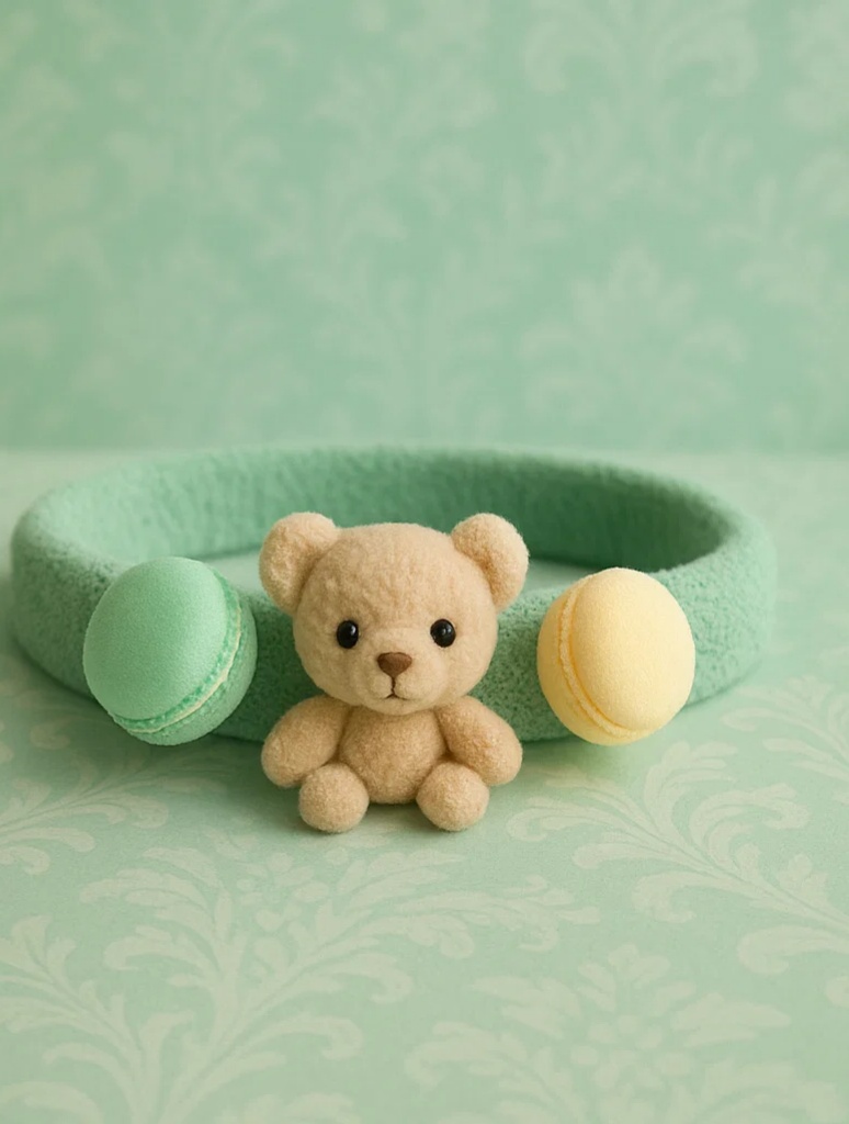 Macaron Bear-Themed Baby Headband (Green)