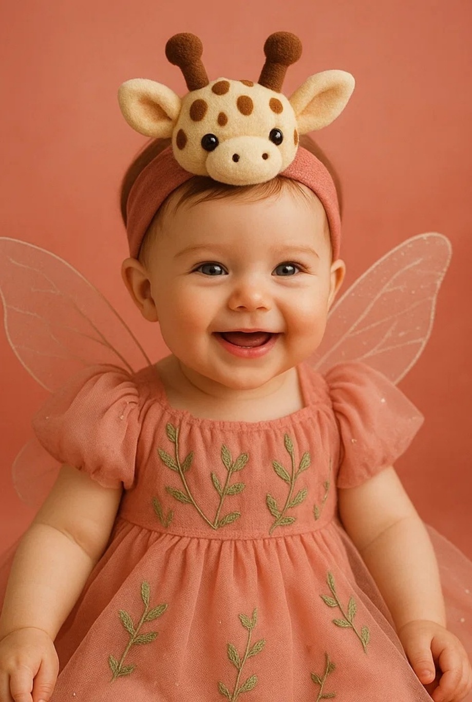 Giraffe Headband Baby Dress with Angel Wings - Cute and Magical Design for Toddlers