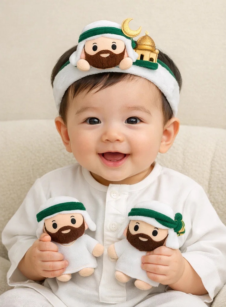 Baby Headband with Crescent Moon and Golden Star Design