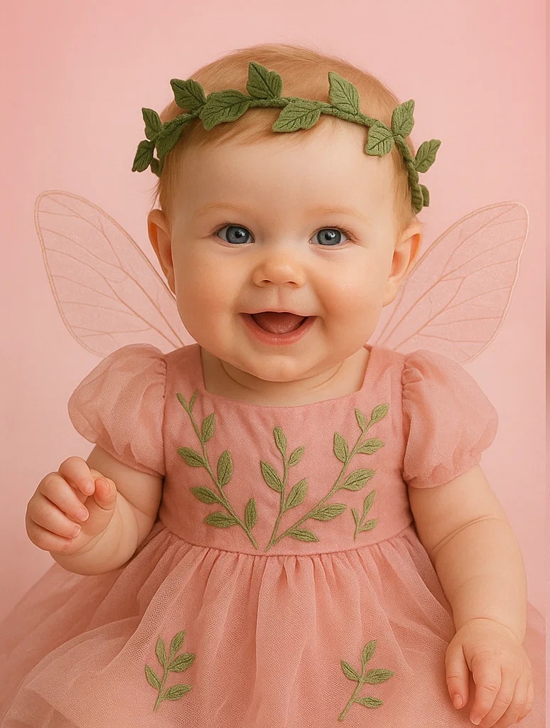 Green Leaf Halo Baby Headband – Nature Crown Style