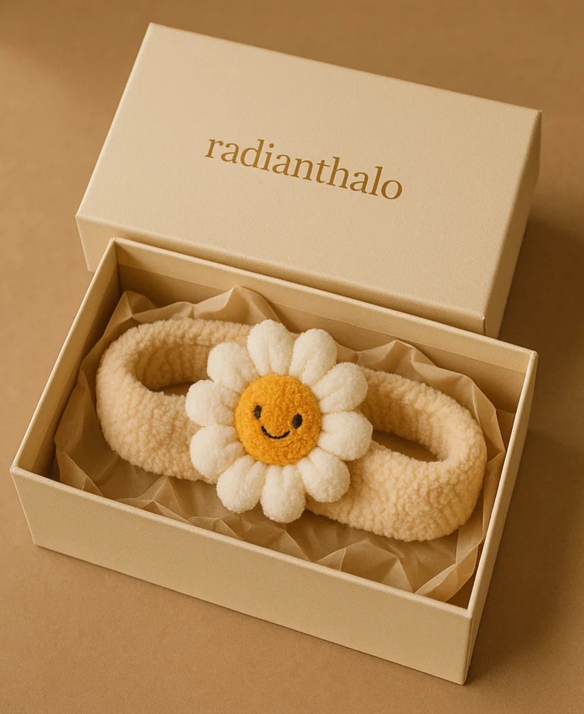 Cute Baby Headband with Smiling Daisy Flower Design
